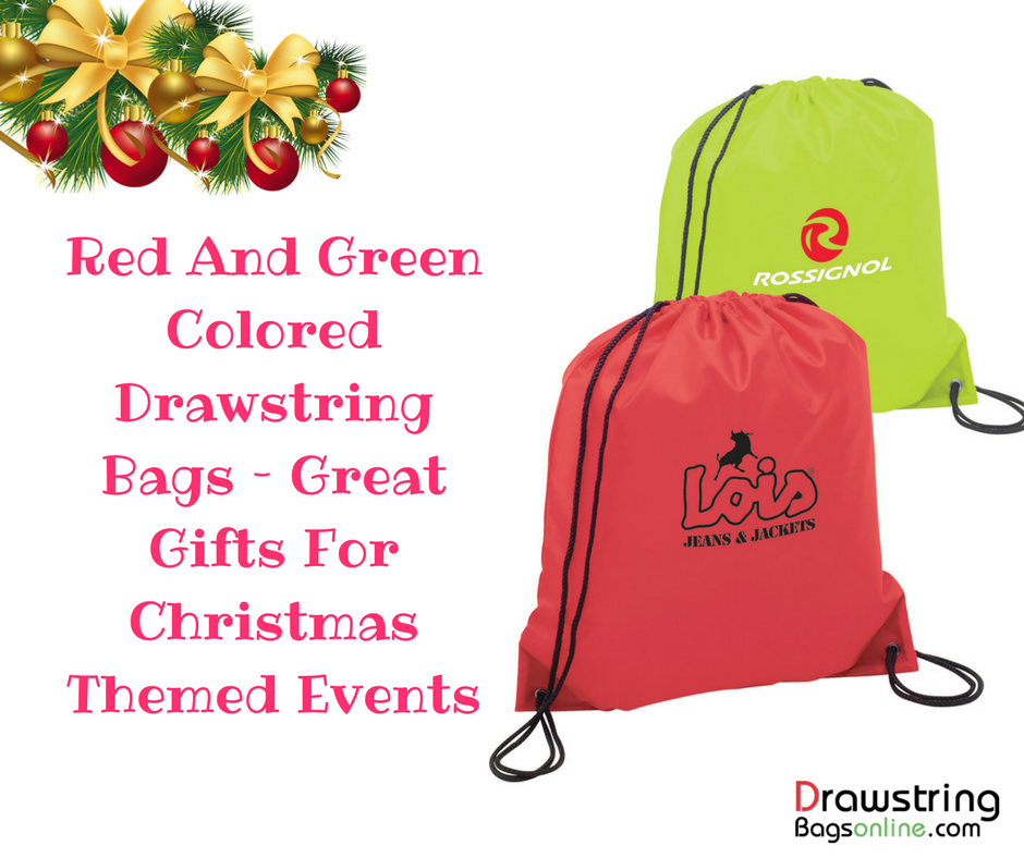 Red And Green Colored Drawstring Bags – Great Gifts For Christmas Themed Events