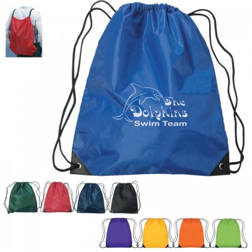 Custom Printed Large Sports Pack Polyester Drawstring Bags
