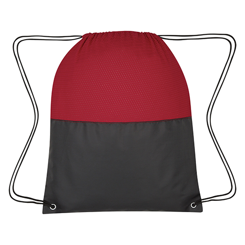 Custom Printed Mesh / Polyester Sports Pack Front Pocket Drawstring Bags