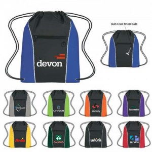 Custom Printed Vertical Sports Pack Polyester Drawstring Bags
