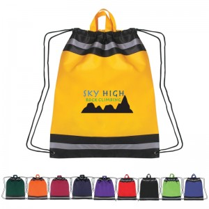 Custom Large Non-Woven Reflective Polypropylene Drawstring Bags